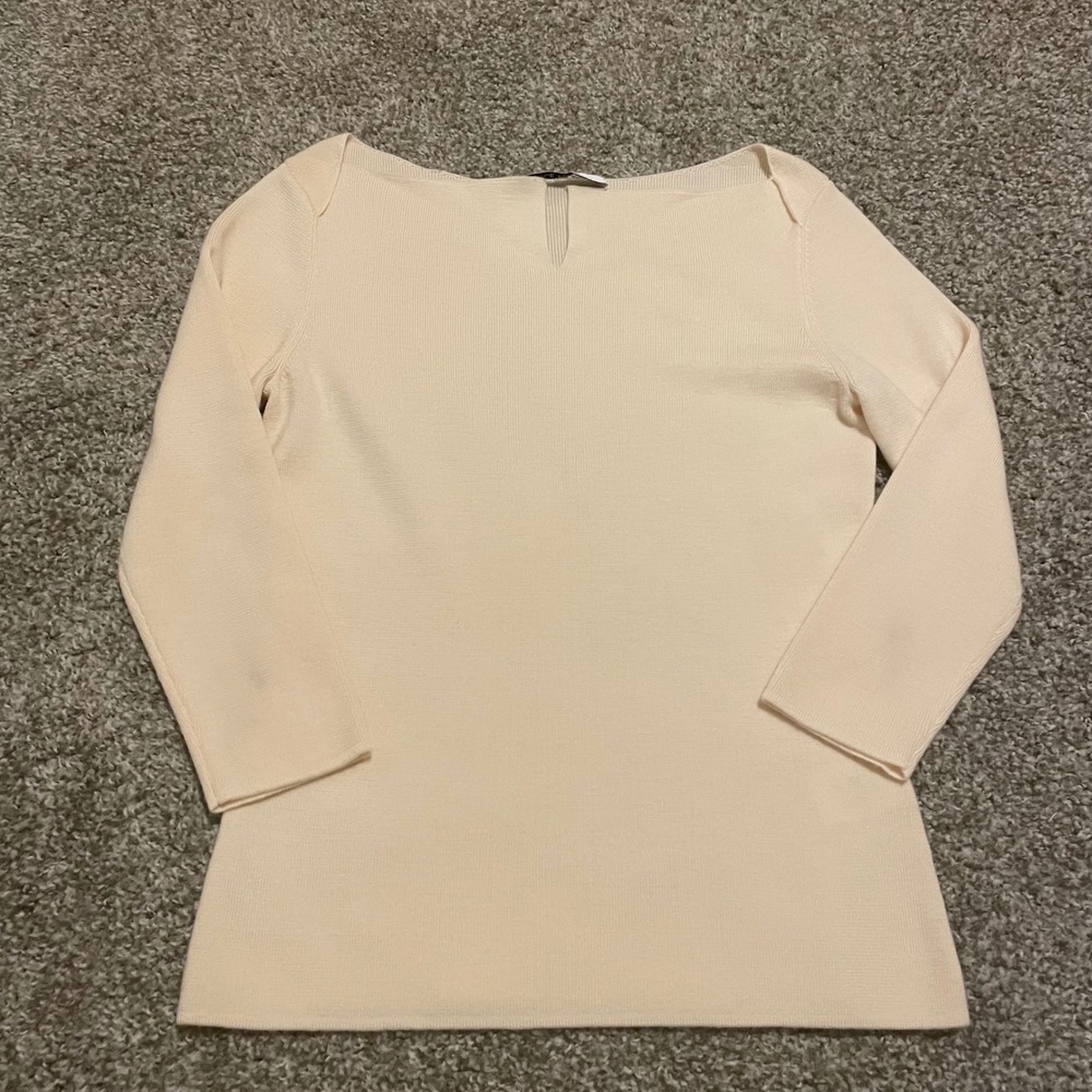 The Fold Merino Wool sweater top cream S Classic designerā minimalist preppy
